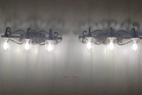 Three Pack 6 Inch Seeded Bubble Glass Light Shades With 4 Inch Top And Bottom Diameters And 1-5/8 Inch Fitter On Wall Lamps