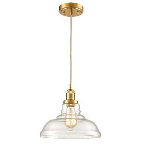 Modern Brass Pendant Light For Kitchen Island With Hand Blown Glass Shade, Farmhouse Style Ceiling Fixture, 47.2 Inch Adjustable Cord