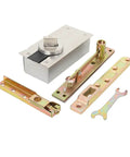 Beefy Heavy Duty Pivot Hinges With Hidden Hardware For Wood Doors Bookcase And Secret Doors, 661 Lb Load Capacity, shown disassembled