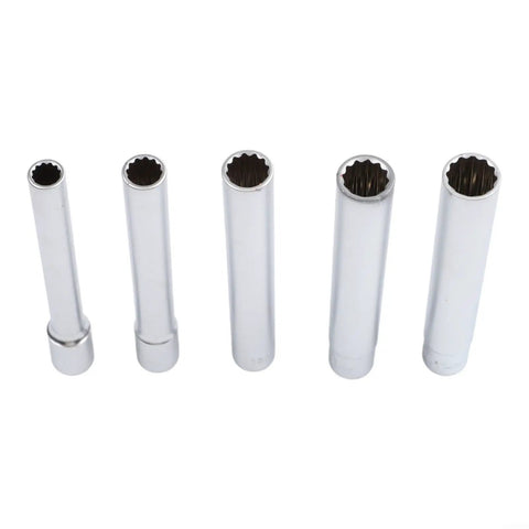 Heavy Duty Chrome Vanadium Socket Head Set With Three Eighth Inch Drive Extra Long 120mm Reach Six Piece Metric Sockets