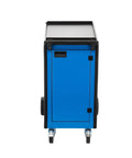 Heavy Duty Tool Trolley With Nine Deep Drawers Rolling Workshop Workhorse Mobile Tool Box in blue side view on wheels.