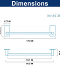 Dimensions diagram of Brushed Gold Self Adhesive Towel Bar 16 Inch No Drill Stainless Steel Bathroom Wall Rack Stick On Hanging Towel Holder