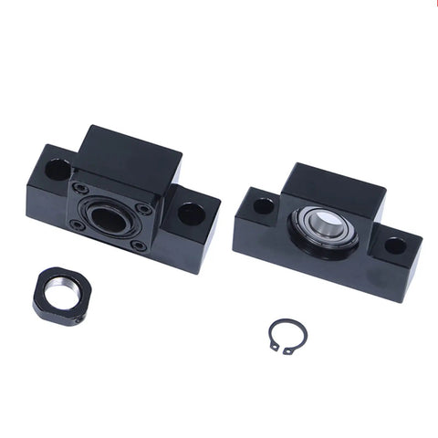 Heavy Duty 25mm Anti Backlash Ball Screw Kit With C7 Precision Metal Nut EF20 Bearing Blocks And Flex Coupling black bearing blocks