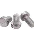 Heavy Duty M2 X 4 millimeter slotted cheese head tapping screws 304 stainless steel pro grade machine fasteners with zero rust for sheet metal and furniture assembly projects pack of 30, showcasing three screws.