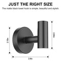 Dimensions of Matte Black Towel Hooks 4 Pack For Bathrooms Screw In Wall Mounted Stainless Steel Towel Hangers