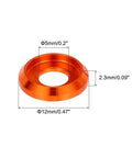Orange Aluminum M5 Cone Cup Countersunk Washers With 5mm Hole And 12mm Outer Diameter 2.3mm Thick Gaskets For RC FPV Drones PC Mechanical Parts Pack Of 20