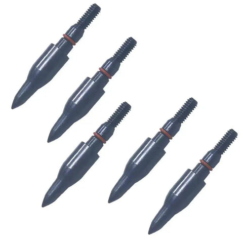 125 Grain Screw In Archery Field Points, Five Sixteenths Inch Steel Target Points, 38mm Length, pack of five on white background