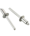 Heavy Duty Aluminum Blind Rivets 3/16 x 3/8 Inch 4.8 x 10mm Self Plugging Open End Pop Rivets for Metal, Indoor and Outdoor Use, Easy Install, Corrosion Resistant Silver Finish, 170 Pieces shown standing and laying down