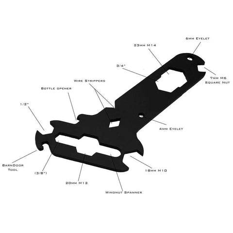 Beefy 14-In-1 Multitool With Hardened Steel Build For Camping And Hiking, Includes Wing Nut Spanner And 13 Other Rigger Tools.