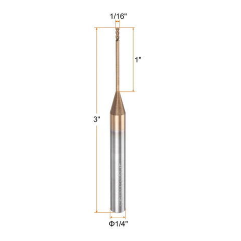 Ball Nose End Mill Four Flute Tungsten Carbide Spiral CNC Router Bit Single End With One Quarter Inch Shank One Inch Cutting Length ZRN Coated