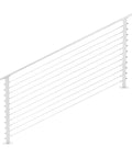 No Sweat Diy Steel Cable Railing System For Sleek Stair Handrails Pre Drilled Base Mount Kit Comes Fully Loaded With Hardware Ready For Instant Setup White 42 Inch cable railing with white finish and stainless loops.