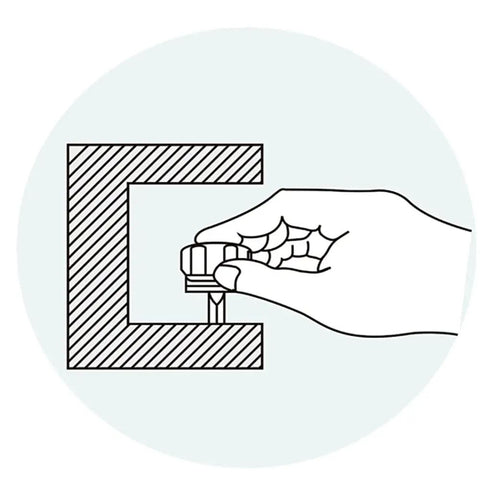 Illustration of a hand using a Micro Stubby Reversible Screwdriver With Double Ended Phillips 2 And Slotted Bit 42mm in tight space