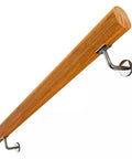 Solid Wood Handrail With Heavy Duty Stainless Steel Wall Mount Bracket, Built Like A Tank And Worry Free Climbing For Indoor Stairs Garage Bathroom Safety Assist 7 Foot Set, showing wooden rail and stainless steel bracket.