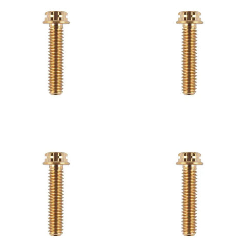 Fresh Gold Titanium Handlebar Clamp Bolts And Brake Clutch Perch Screws, four screws, aerospace titanium, durable design.