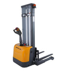 Apollo 3300 Lb Capacity Full Electric Stacker With 98 Inch Lifting Height Powered Straddle Forklift Featuring Adjustable Forks And Legs