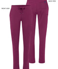 Snap Up These Super Comfy Women's Extended Drawstring Scrub Pants With Skinny Cargo Pockets The Low Key Go To Pick For Nurses And Clinics On Long Shifts Straight Up Professional Care In Wine Size Large front and back view.
