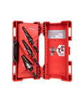 Kick Some Metal With These Heavy Duty Step Drill Bits Optimized For Impact Drivers Featuring A Dual Spiral Flute And Rapid Strike Tip That Boil Down To Twice The Speed Of Others While Keeping Starts Fast And Accurate No Messing Around, drill bit kit in red case