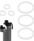 Six Pack Silicone Water Bottle Lid Gasket Set for Stainless Steel Bottles Leak Proof O Rings Replacements for 14/18/22/32/40/64oz Lids and Spouts BPA Free Fits Chug Lids, white gaskets with bottle inset