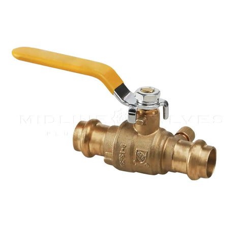 Premium Press Ball Valve With Drain Half Inch Brass Plumbing Valve Heavy Duty Workhorse Lead Free DZR Forged Brass Side Vent For Quick Water Drainage 250 CWP 150 WSP Minus 20 F To 300 F Pack Of Five