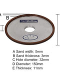 Top Tier 150mm Diamond Grinding Wheel With Resin Bond For Crushing Hard Alloys And Brittle Non Metals At High Speeds Using Sharp 180 Grit Synthetic Gems, showing dimensions and details.
