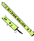 4 Foot Surface Marker Buoy For Scuba With Reflective Strip High Visibility Inflatable Signal Tube Open Bottom Float For Underwater Diving And Snorkeling Diver Below Markings SMB Safety Gear, showing bright green with warning symbols