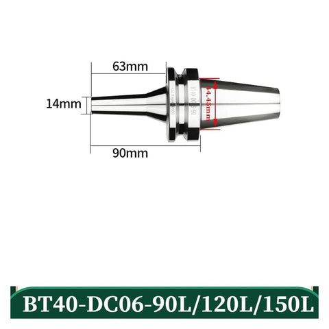 Rugged Stainless Pull Back Sleeve For BT30 BT40 BBT40 DC4 DC6 DC8 DC12 CNC Chuck Retractor 150mm long, detailed dimensions shown.