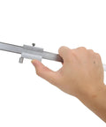 Hand holding a Sturdy Pro Grade Stainless Steel Vernier Caliper With Marking Gauge for engineers, woodworkers, and metalworkers.