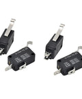 No Sweat Setup 4 Piece Golf Cart Micro Switch Kit 2 Pin And 3 Pin Terminals with black housing and metal actuator levers.
