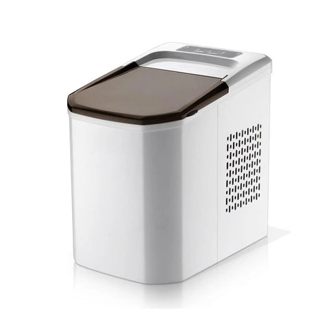 Fast Freeze Countertop Ice Maker Delivering Quick Snap Cubes and No Fuss Automatic Cooling, compact design, brown lid