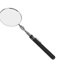 Telescoping Inspection Mirror With 360 Degree Swivel Ball Joint, black handle, round mirror, flexible welding and automotive tool.