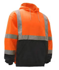 Hi Viz Hooded Sweatshirt For Men ANSI Class 3 High Visibility Workwear With Knit Lining And Black Bottom Orange X Large Reflective Safety Hoodie