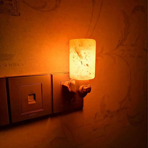 Himalayan Salt Lamp 2 Pack Plug In Night Light with 360 Degree Adjustable Wall Plug, pink crystal rock salt handcrafted cylinder glowing