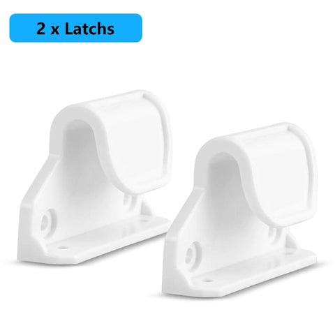 White Retractable Or Extension Baby Gate Repair Kit 55 Wide By 33 Tall Featuring Twin Latches, showing two robust latches.