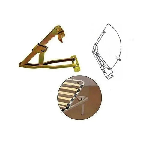 245mm Adjustable Ratchet Lifting Hinge For Drawing Tables And Massage Beds Featuring Seven To Ten Gear Settings showing mounting design and mechanism.