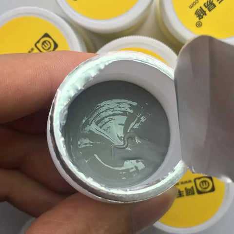 Open jar of Flux Solder Paste For Mobile Phone Repair Sn63 Pd37 Alloy With Silver Content, smooth texture visible.