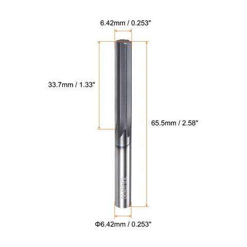 Carbide Chucking Reamer 0.253 Inch 6.42 mm Diameter Straight Flute Straight Shank Machine Reamer for Metal Lathes CNC