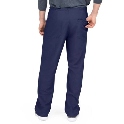 Back view of PerforMAX Reversible Drawstring Scrub Pant ANG-CC Medium Navy, showing pockets and fit on unisex model.