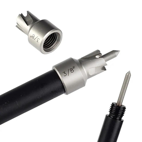 Spot Weld Cutter Set 5 Pack 3/8 Inch HSS Blades For Ripping Welds And Drilling Holes In Metal Sheets, close-up view