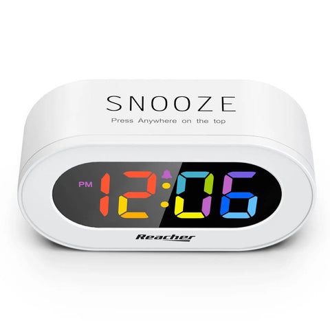 Snazzy Compact Colorful LED Digital Alarm Clock With Adjustable Brightness Dimmer And Volume Slider Smooth Snooze Button Lowkey Perfect For Your Bedroom Nightstand Super Easy To Read Day Or Night Zero Drama Setup