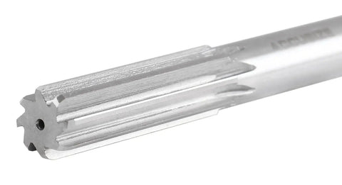 Close-up of Workhorse HSS Chucking Reamer 16 mm Size Straight Shank Straight Flute Right Hand Cut 9 Inch Overall Length