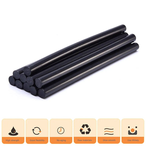 Black Hot Glue Sticks 12 Pack For Hot Glue Gun, 8 Inch Long 0.43 Inch Diameter, Bulk Adhesive Sticks for Crafts and DIY Projects