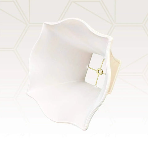 Regal Square Bell Lamp Shade Set 4 x 10 x 8.5 Eggshell Silk Type Shantung Fabric Off White Lining Pack of 2 angled view
