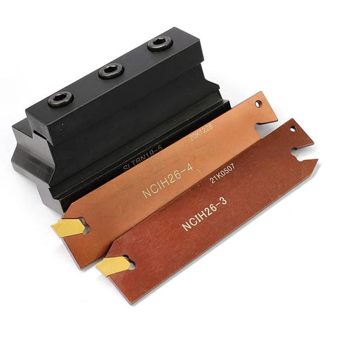 Oscarbide 3/4 in self-lock block with adjustable blade and tin-coated GTN-3/GTN-4 carbide inserts, front view.