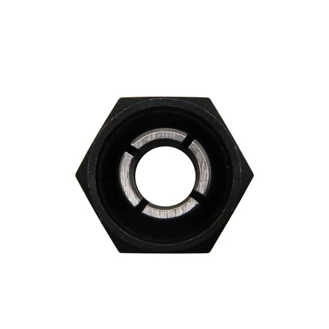 Hexagonal metal piece from Three Piece Router Collet Kit For Boschi Routers 1613 1617 1618 1619 Includes Quarter Inch Half Inch And Three Eighths Inch