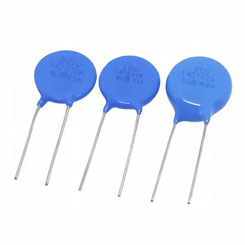 10 Pieces 14D681K 680V Disc Varistor Piezoresistor 14mm Go To Surge Protection For Electronics And Power Supplies Metal Oxide MOV Chip For Boards Plus Minus Ten Percent Tolerance, blue leaded discs