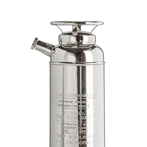 Retro Fire Extinguisher Bar Shaker Handmade Brass Nickel Plated Novelty Cocktail Mixer Fresh Fit Sick Construction Dope home bar tool with polished silver finish.