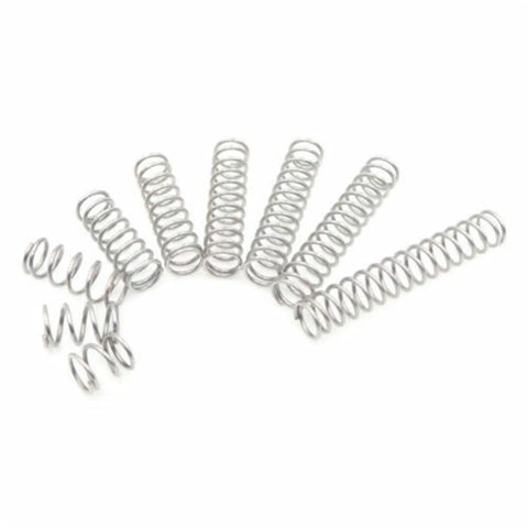 20 Piece Stainless Steel Micro Compression Springs Set With 0.7mm Wire Diameter And 6mm Outer Diameter Lengths From 5mm Through 50mm