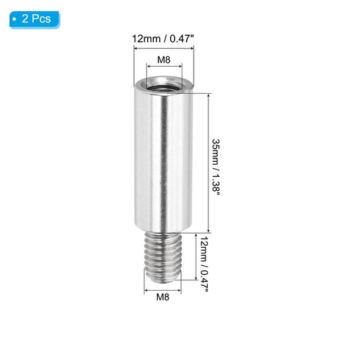 2 Pcs M8x35mm And 12mm Stainless Steel Standoff Extension Posts With Male To Female Thread Adapters, Spacer Kit For PCB Projects