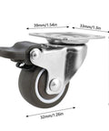 Four Pack Beefy Heavy Duty Furniture Casters Wheels Stainless Steel Castors Swivel Office Rubber Rollers, 32 mm Diameter