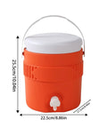 Portable Sports Drink Dispenser With Heavy Insulation Keeps Backyard Faves Stay Frosty All Weekend And Sip Smooth At Tailgates While Hanging Out In Vibrant Orange, 10.04in tall, 8.86in wide.